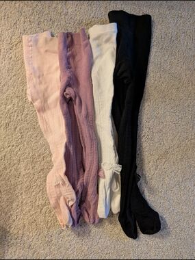 Kids Ribbed Tights - Pink, Lavender, White, Black
